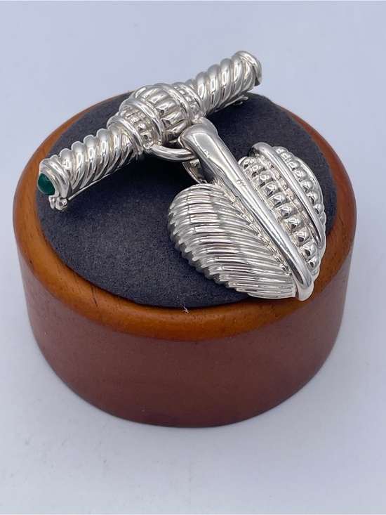 Judith Ripka Jewelry - Judith Ripka Sterling Silver 925 Heart Brooch Pendant Green Chalcedony Thailand